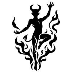 Silhouette of hell demon