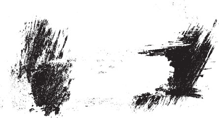 Black brush strokes are creating abstract shapes on a white background, forming a dynamic and textured composition suitable 