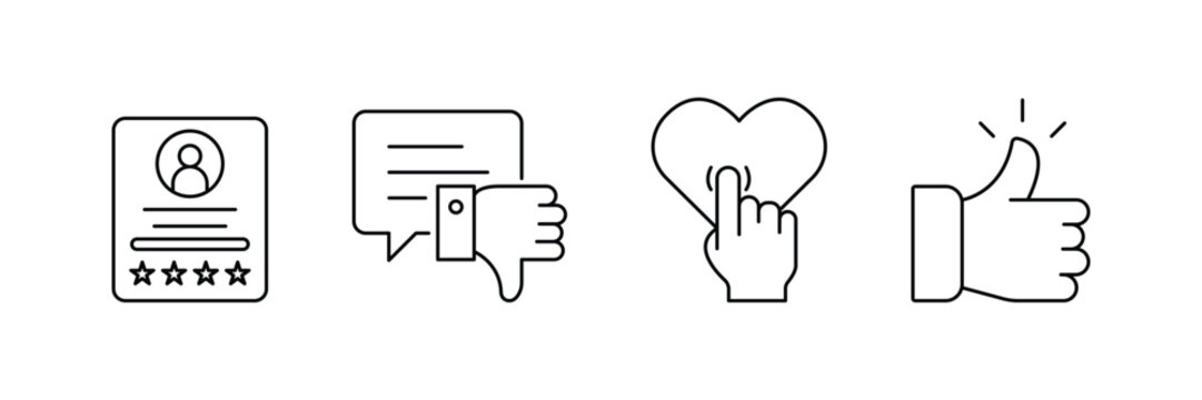 User review and rating feedback icon vector illustration for quality experience evaluation approval dislike like response engagement interaction service.