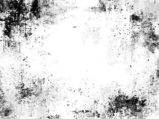 Abstract monochrome texture with a speckled and spattered effect, creating a frame around a white center