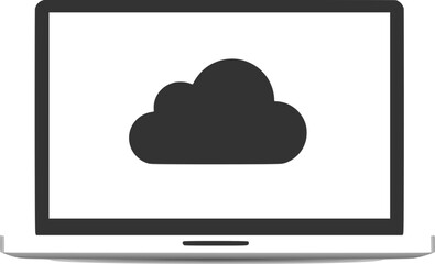 Cloud Computing Icon on Laptop: A sleek black and white laptop displaying a cloud icon, symbolizing cloud computing and seamless data transfer.