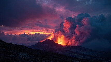 Fototapeta premium Volcanic eruption at sunset (1)