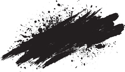 Black paint brush stroke on a transparent background, creating a textured paint element for grunge effects. Suitable for modern creative compositions.