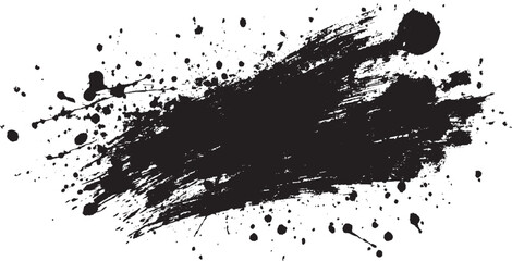 Black paint brush stroke on a transparent background, creating a textured paint element for grunge effects. Suitable for modern creative compositions.