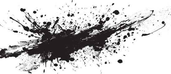 Black paint brush stroke on a transparent background, creating a textured paint element for grunge effects. Suitable for modern creative compositions.