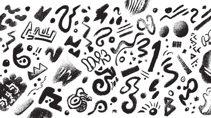 Obraz premium Line brush heart vector set. Hand drawn sketch doodle style arrow, cloud, star with marker stroke pencil highlight. drawn crayon chalk icon set. Cute flower, heart, cloud, star, crown and rainbow 