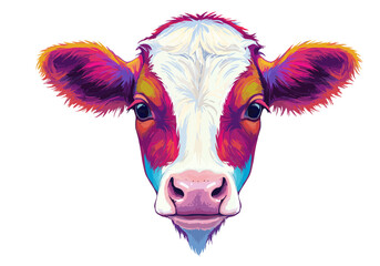 Colorful Cow Art – Vibrant Abstract Farm Animal Illustration – Psychedelic Cattle Portrait – Trippy Pop Art Livestock Decor – Bright Cow Head Design

