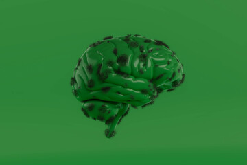 Fototapeta premium Green brain with green grass on it