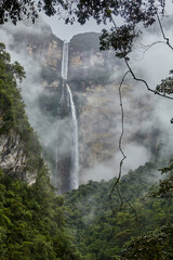 Gocta Waterfalls, one of the tallest waterfalls in the world, located in the Amazonas region of...