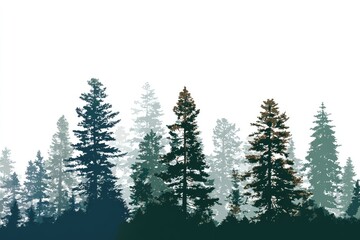 Obraz premium Silhouetted forest edge, soft gradient tones