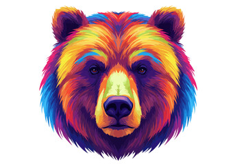 Colorful Rainbow Bear Art – Vibrant Abstract Animal Illustration – Psychedelic Bear Wall Decor – Trippy Pop Art Wildlife Portrait – Bright Bear Design


