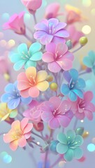 Obraz premium Dreamy Pastel Glitter Flowers with Sparkling Bokeh in a Soft Focus Fantasy Background