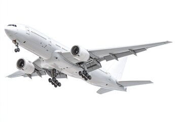 Obraz premium White passenger jet in flight against white background (1)