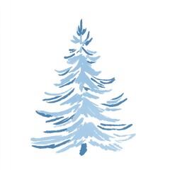 Obraz premium Light blue, stylized fir tree illustration. Simple, watercolor-like design