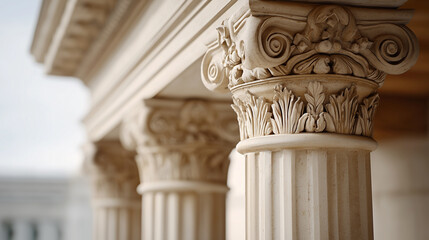 Obraz premium Ornate ancient columns with intricate carvings in a classical architectural style.