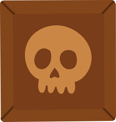Skull in Brown Square Frame