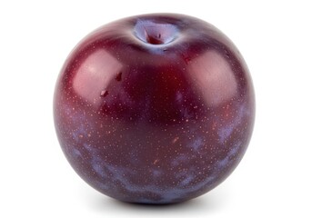 Obraz premium Single Ripe Plum with Water Droplets on White fruit fresh