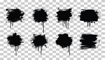 Collection of Black Paint Splatters and Drips for Artistic Design Elements and Creative Visuals