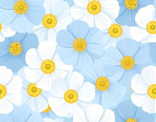 Obraz premium Light blue and white flowers pattern