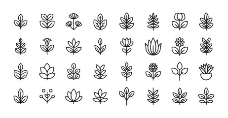 House pot plant outline collection. Plant leaf vector eps 10