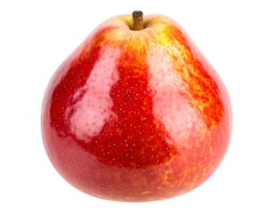 Obraz premium Top-Down Macro Shot of Crimson Red Pear with Textured Skin, Transparent Background.