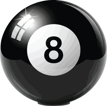 vector, illustration, pool ball number eight, Billiard ball
