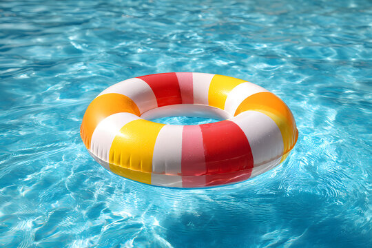 Isolated rubber ring pool toy designed for fun and relaxation in the sea while swimming, ideal for summer activities and beach vacations