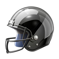 Fototapeta premium Glossy black american football helmet with clear protective face mask isolated on transparent background