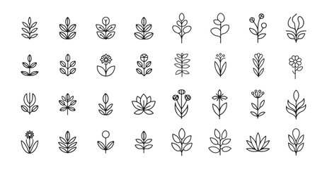 Black leafs, environment, and nature eco sign. Plant outline icon. Vector eps 10
