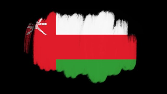 Oman flag created with brush strokes