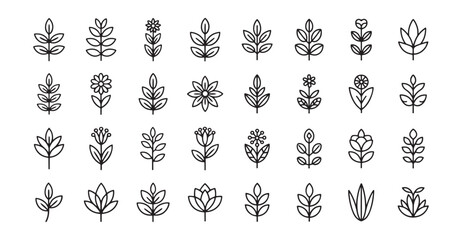 Black leafs, environment, and nature eco sign. Plant outline icon. Vector eps 10