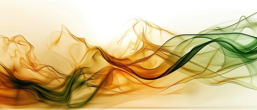Yellow and green ink diluted on water mix leave pattern flow texture liquid curl minimal wallpaper background.