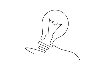 Minimalist light bulb vector design with single line art and simple isolated outline illustration
