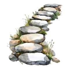 Fototapeta premium brick path art illustration watercolor. Watercolor Vector Illustration with Transparent Background for Garden Design