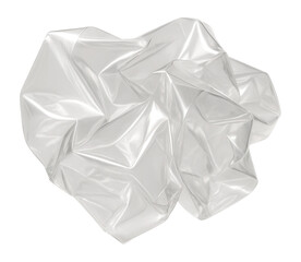 Obraz premium Crumpled clear plastic sheet with reflective surface on transparent background.
