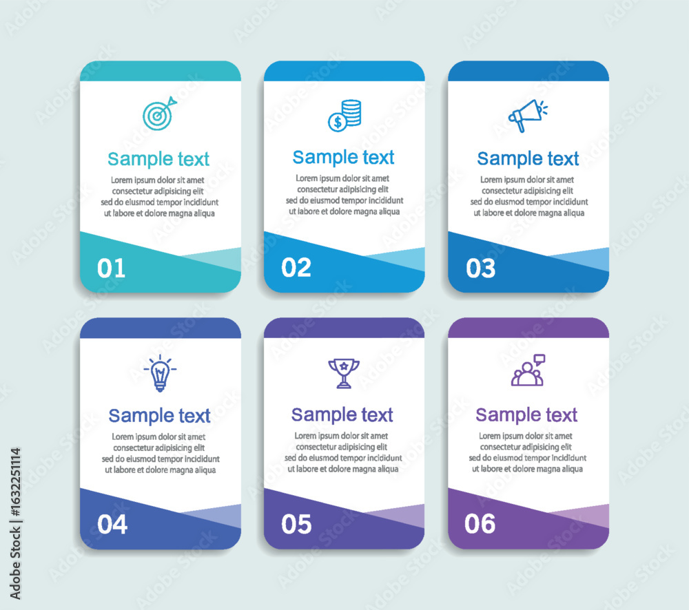 Wall mural business vector infographic design template with icons and 6 options or steps. can be used for proce