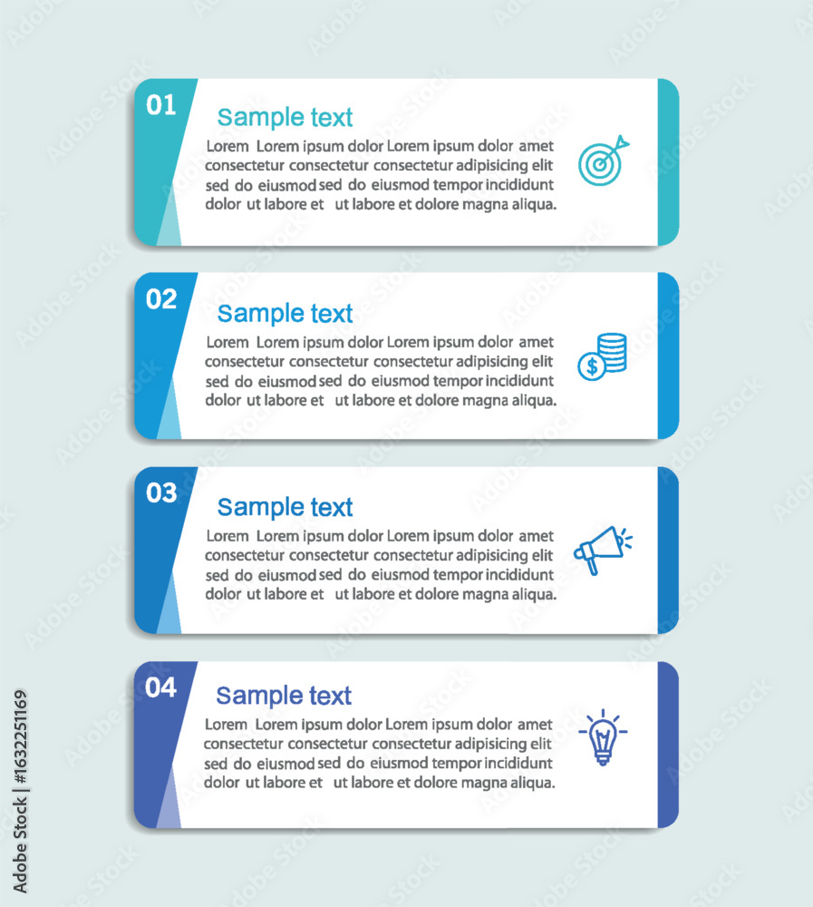 Wall mural business infographic design template with 4 options, steps or processes. can be used for workflow la