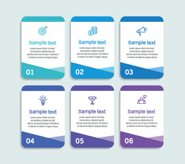 Business vector infographic design template with icons and 6 options or steps. Can be used for process diagram, presentations, workflow layout, banner, flow chart, info graph