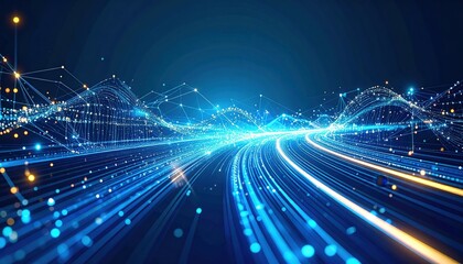 Abstract Digital Technology Background With Glowing Lines And Data Streams