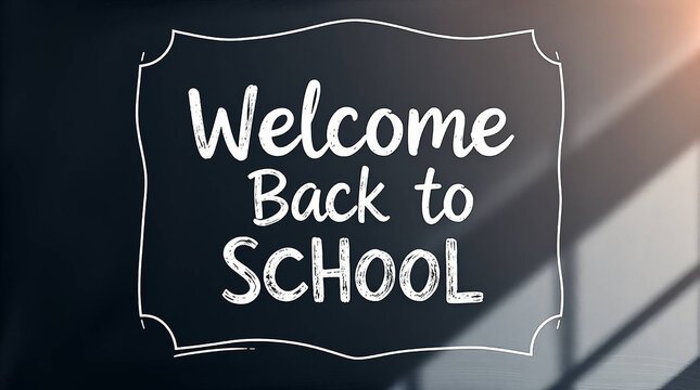 Welcome back to school message written on a dark chalkboard background