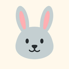 Obraz premium Flat Vector Icon of Rabbit Head
