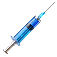 Fototapeta premium Syringe With Blue Vaccine Liquid – Medical Injection Tool (Png)