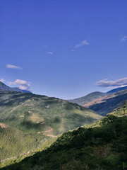 Beautiful landscape of mountainous environment with agronomic crops