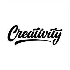 Creativity handwritten isolated on white background. Hand drawn lettering style, one line drawing, signature, calligraphy, monoline. vector Illustration.eps