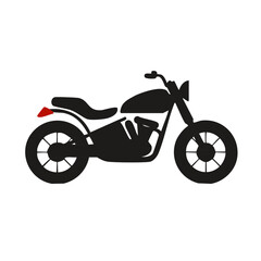 Black Silhouette of a Classic Motorcycle with Red Taillight