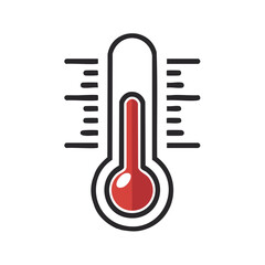 Simple Thermometer Icon with Red Indicator Measuring Temperature Heat and Cold Levels
