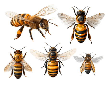 Set of various bees