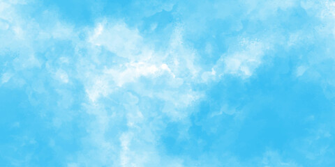 Abstract Blue watercolor sky with clouds. brush strokes on white paper background. watercolor splash template. sky nature landscape background. blue watercolor splash stroke of cloudy sky.	
