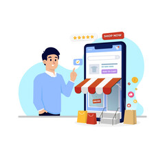 Seamless Online Shopping Experience with Customer Reviews on white background
