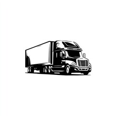 Black and white illustration of a semi-truck